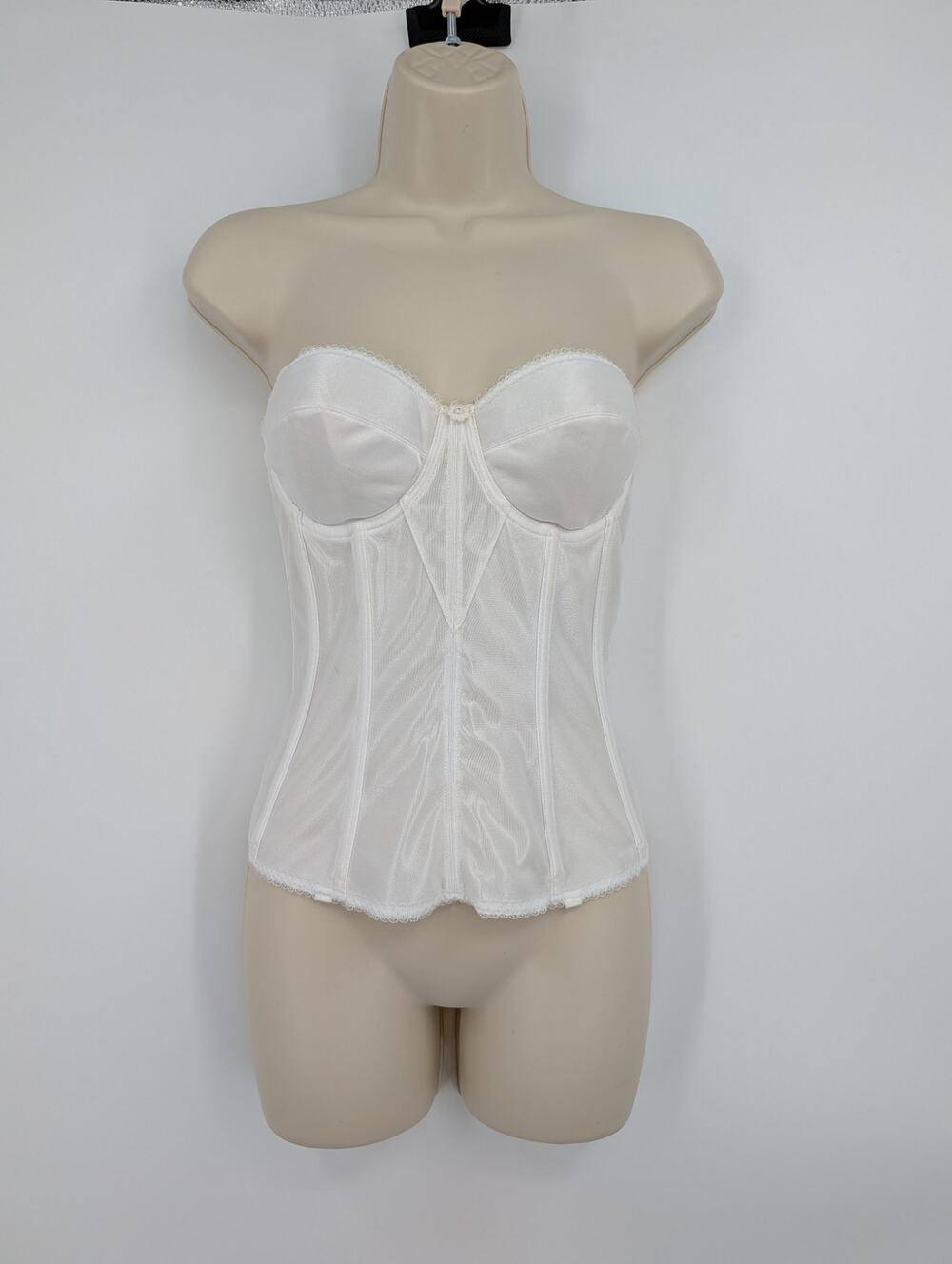 Dominique Intimate Apparel Corset Bra 34C White Bustier Sexy Bridal Coquette **